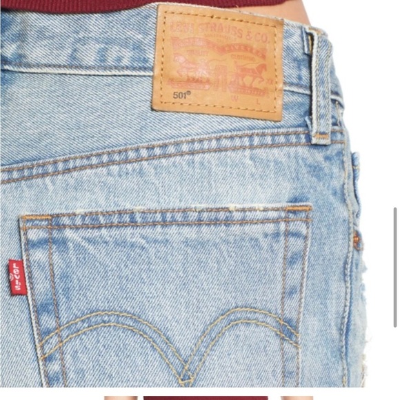 Levi's '501' Patchwork Denim Shorts size 29 - Picture 4 of 10